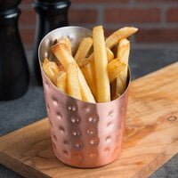 American Metalcraft FFCCH45 12 oz. Hammered Copper Plated Angled French Fry Cup