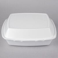 Dart 110HT1 10 inch x 9 1/2 inch x 3 1/2 inch White Foam Hinged Lid Container - 100/Pack