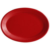 Tuxton CQH-1352 Concentrix 13 1/2 inch x 9 3/4 inch Cayenne Oval China Coupe Platter - 6/Case