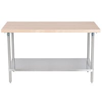 Advance Tabco H2S-305 Wood Top Work Table with Stainless Steel Base and Undershelf - 30 inch x 60 inch