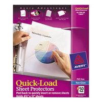 Avery® 73803 Quick Load 8 1/2 inch x 11 inch Clear Non-glare Acid-Free Sheet Protectors - 50/Box
