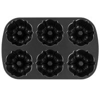 Chicago Metallic 50624 6 Compartment Non-Stick Aluminum Bundtlette Mini Cake Pan - 4" x 1 7/8" Cavities