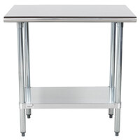 Advance Tabco GLG-303 30" x 36" 14 Gauge Stainless Steel Work Table with Galvanized Undershelf