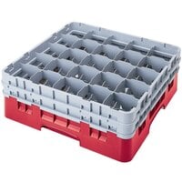 Cambro 25S1214163 Camrack 12 5/8 inch High Customizable Red 25 Compartment Glass Rack