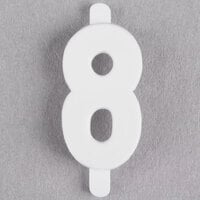 3/4 inch White Molded Plastic Number 8 Deli Tag Insert - 50/Set