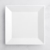 Acopa 10" Bright White Square Porcelain Plate - 12/Case