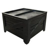 Orchard Produce Display Bin 4' x 4' with Liner and Casters - Wood Grain Plastic