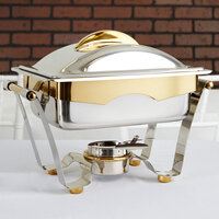 Vollrath 48329 4.1 Qt. Panacea Rectangular Chafer Half Size with Gold Accents