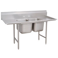 Advance Tabco 9-2-36-36RL Super Saver Two Compartment Pot Sink with Two Drainboards - 109 inch