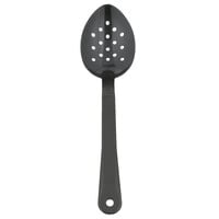 Thunder Group 11" Black Polycarbonate 1.5 oz. Perforated Salad Bar / Buffet Spoon