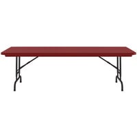Correll Adjustable Height Folding Table, 30 inch x 72 inch Plastic, Red - Standard Legs - R-Series