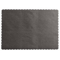 Choice 10 inch x 14 inch Black Colored Paper Placemat with Scalloped Edge   - 1000/Case