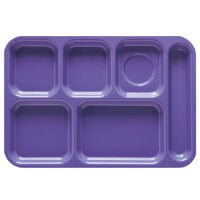 GET TR-152 10" x 14 1/2" Peacock Blue ABS Plastic Right Hand 6 Compartment Tray - 12/Pack