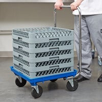 Vollrath Traex® 21 inch x 21 inch Blue Rack Dolly with 30 inch Chrome-Plated Handle