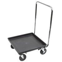 Vollrath Traex® 21 inch x 21 inch Black Recycled Rack Dolly with 30 inch Chrome-Plated Handle and Two Locking Casters