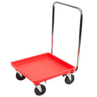 Vollrath Traex® 21 inch x 21 inch Red Rack Dolly with 30 inch Chrome-Plated Handle