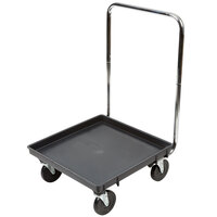 Vollrath Traex® 21 inch x 21 inch Black Recycled Rack Dolly with 30 inch Chrome-Plated Handle