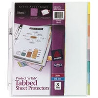 Avery® 74161 8 1/2 inch x 11 inch Protect 'N Tab Clear Heavyweight 8 Tab Top-Load Sheet Protectors, Letter - 8/Pack