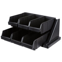 Cambro 6RS6110 Black Versa Self Serve Condiment Bin Stand Set with 2-Tier Stand and 12 inch Condiment Bins