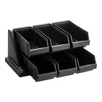 Cambro 6RS6110 Black Versa Self Serve Condiment Bin Stand Set with 2-Tier Stand and 12" Condiment Bins