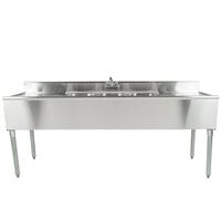 Eagle Group B6C-18 3 Bowl Bar Sink With Two 19 inch Drainboards and Splash Mount Faucet 72 inch Long
