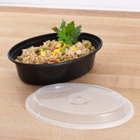 Pactiv Newspring OC16B 16 oz. Black 6 3/4 inch x 4 3/4 inch x 1 7/8 inch VERSAtainer Oval Microwavable Container with Lid - 150/Case