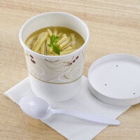 Solo KH16A-J8000 Symphony Print 16 oz. Double-Wall Poly Paper Soup / Hot Food Cup with Vented Paper Lid - 250/Case