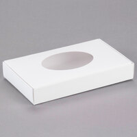 7 1/8 inch x 4 3/8 inch x 1 1/8 inch White 1/2 lb. 1-Piece Candy Box with Oval Window   - 250/Case
