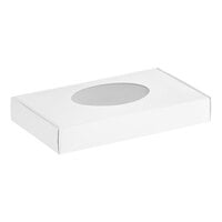 7 1/8" x 4 3/8" x 1 1/8" White 1/2 lb. 1-Piece Candy Box with Oval Window   - 250/Case