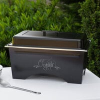 Sterno Full Size ChalkBoard Fold-Away WindGuard Chafer with Black Matte Finish, Full Size Pan, and Lid