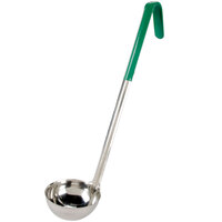 4 oz. One-Piece Stainless Steel Ladle with Green Coated Handle