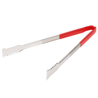 Vollrath 4791640 Jacob's Pride 16 inch Stainless Steel VersaGrip Tongs with Red Coated Kool Touch® Handle