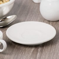 Syracuse China 902903007 Flint Barista 5 1/4 inch Ivory (American White) Porcelain Small Saucer - 36/Case