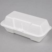 Genpak 21600 8 1/2 inch x 4 inch x 3 inch White Medium Hinged Lid Foam Hoagie / Sub Container - 125/Pack