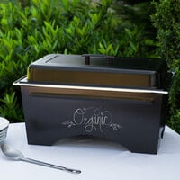 Sterno Full Size ChalkBoard Fold-Away WindGuard Chafer with Black Matte Finish, Two 1/2 Size Pans, and Lid