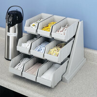 Cambro 9RS9480 Speckled Gray Versa Self Serve Condiment Bin Stand Set with 3-Tier Stand and 12 inch Condiment Bins