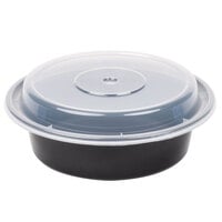 Pactiv Newspring NC718B 16 oz. Black 6" VERSAtainer Round Microwavable Container with Lid - 150/Case