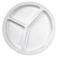 Thunder Group NS702W Nustone White Melamine 3 Compartment Plate 10 inch - 12/Pack