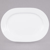 CAC GAD-93 Garden State 11 3/4" x 8 1/2" Bone White Oblong Porcelain Platter - 12/Case