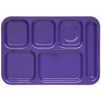Carlisle 4398887 10 inch x 14 inch Purple Heavy Weight Melamine Right Hand 6 Compartment Tray