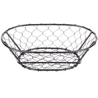 American Metalcraft WIR4 Oval Black Chicken Wire Basket - 9 1/2" x 6 1/2" x 2 1/2"