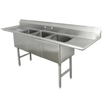 Advance Tabco FC-3-2030-20RL Three Compartment Stainless Steel Commercial Sink with Two Drainboards - 100"