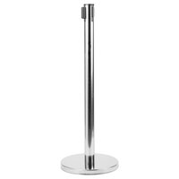 Aarco HC-7 Chrome 40 inch Crowd Control / Guidance Stanchion with 84 inch Black Retractable Belt