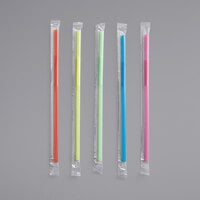 Choice 8 3/4 inch Jumbo Neon Wrapped Crazy Straw - 2000/Case