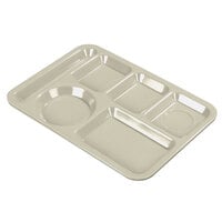 Carlisle 614PC25 Tan 10 inch x 14 inch Left Polycarbonate Hand 6 Compartment Tray