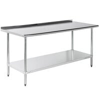 Advance Tabco FLAG-306-X 30" x 72" 16 Gauge Stainless Steel Work Table with 1 1/2" Backsplash and Galvanized Undershelf
