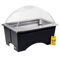 Sterno Full Size ChalkBoard Fold-Away WindGuard Chafer with Black Matte Finish, Full Size Pan, and Clear Dome Lid