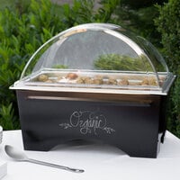 Sterno Full Size ChalkBoard Fold-Away WindGuard Chafer with Black Matte Finish, Full Size Pan, and Clear Dome Lid