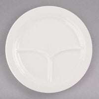 Syracuse China 950093763 Flint 10 inch Ivory (American White) Porcelain Compartment Plate - 12/Case