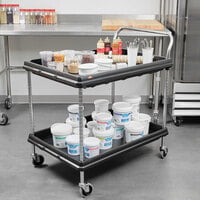 Metro BC2636-2DBL Black Utility Cart with Two Deep Ledge Shelves - 38 3/4 inch x 27 inch